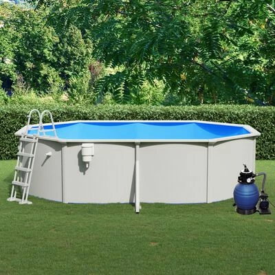 VidaXL Piscine avec pompe filtrante à sable et échelle 490x360x120 cm 2 VidaXL Piscine avec pompe filtrante à sable et échelle 490x360x120 cm – Image 2