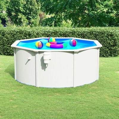 VidaXL Piscine avec parois en acier 300x120 cm Blanc 2 VidaXL Piscine avec parois en acier 300x120 cm Blanc – Image 2