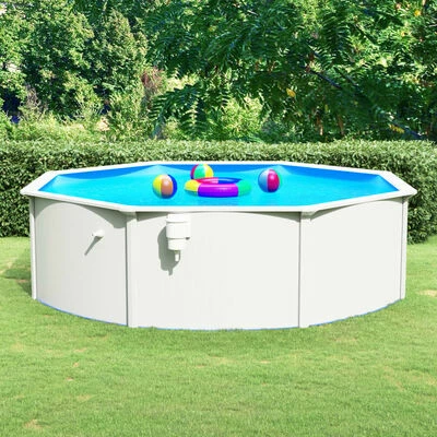 VidaXL Piscine ronde avec parois en acier 460x120 cm Blanc 2 VidaXL Piscine ronde avec parois en acier 460x120 cm Blanc – Image 2