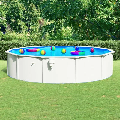 VidaXL Piscine ronde avec parois en acier 550x120 cm Blanc 2 VidaXL Piscine ronde avec parois en acier 550x120 cm Blanc – Image 2