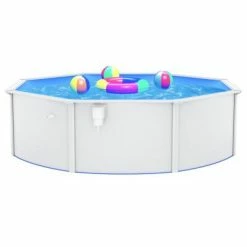 VidaXL Piscine ronde avec parois en acier 460x120 cm Blanc