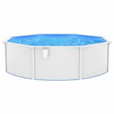 VidaXL Piscine ronde avec parois en acier 460x120 cm Blanc 3 VidaXL Piscine ronde avec parois en acier 460x120 cm Blanc – Image 3